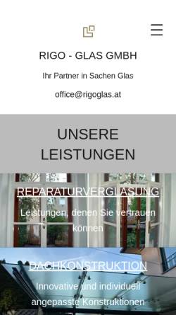 Vorschau der mobilen Webseite www.rigoglas.at, RIGO Glas GmbH
