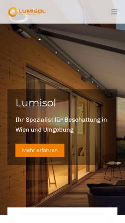 Vorschau der mobilen Webseite www.lumisol.at, Sonnenschutz Lumisol
