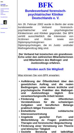 Vorschau der mobilen Webseite www.bfk-ev.de, Bundesverband forensisch-psychiatrischer Kliniker Deutschlands
