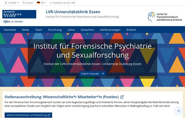 Vorschau von www.uni-due.de, Institut für Forensische Psychiatrie Essen