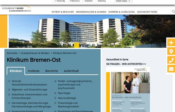 Vorschau von www.klinikum-bremen-ost.de, Klinik für Forensische Psychiatrie und Psychotherapie, Bremen Ost