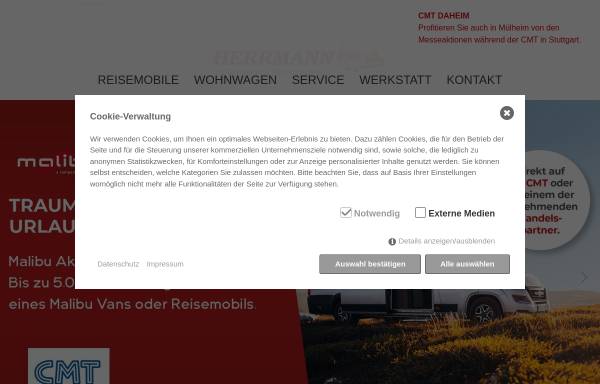 Vorschau von herrmann-caravan.de, Herrmann Caravans + Reisemobile