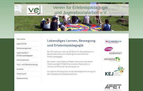 Vorschau von www.vej.de, Verein für Erlebnispädagogik und Jugendsozialarbeit e.V. (VEJ)