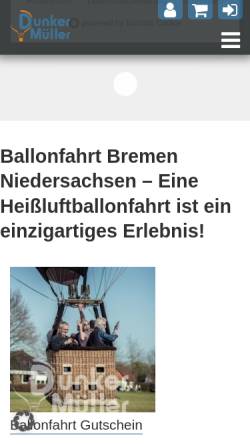 Vorschau der mobilen Webseite www.dunker-mueller.de, Ballonfahrten Dunker Müller