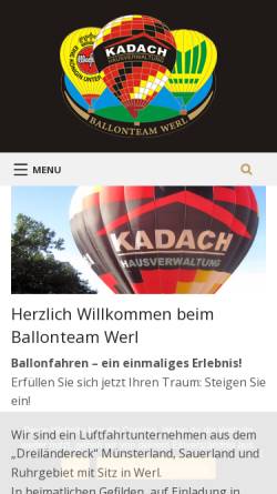 Vorschau der mobilen Webseite www.ballon.de, Ballonteam Werl