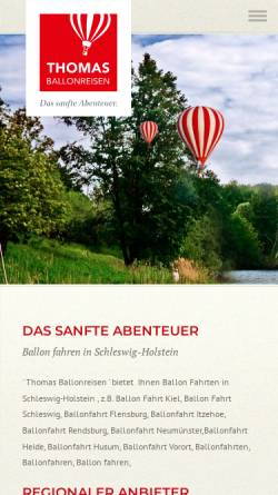 Vorschau der mobilen Webseite thomasballonreisen.de, Thomas Ballonreisen