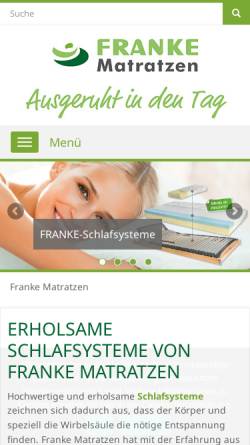 Vorschau der mobilen Webseite www.franke-matratzen.de, E. Franke Matratzen