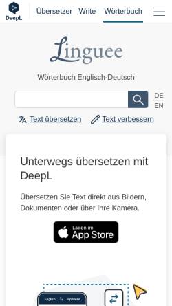 Vorschau der mobilen Webseite www.linguee.de, Linguee