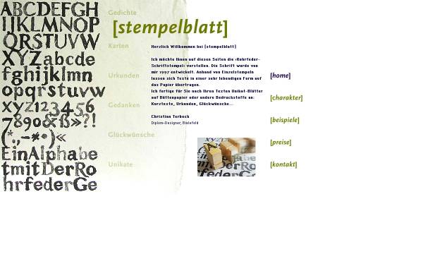 Vorschau von www.christianterbeck.de, Stempelblatt - Ihr Text als gedrucktes Unikat