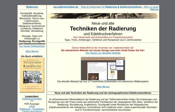 Vorschau von www.xn--tzradierung-k8a.de, 1001 Techniken der Radierung