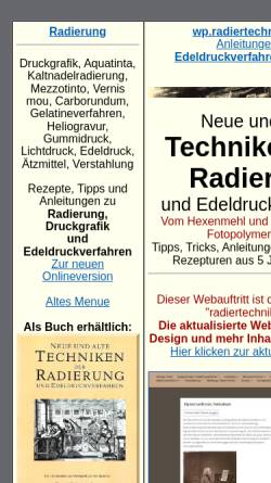 Vorschau der mobilen Webseite www.xn--tzradierung-k8a.de, 1001 Techniken der Radierung