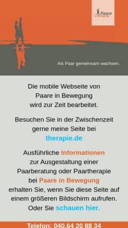 Vorschau der mobilen Webseite www.paare-in-bewegung.de, Paare in Bewegung