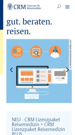 Vorschau der mobilen Webseite www.crm.de, CRM - Centrum für Reisemedizin