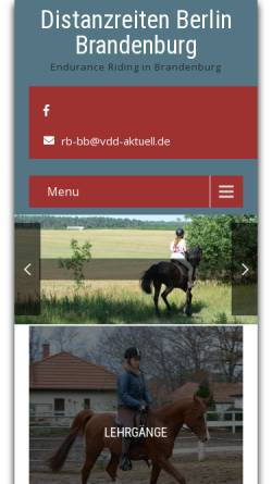 Vorschau der mobilen Webseite www.distanzreiten-berlin-brandenburg.de, Distanzreiten in Brandenburg