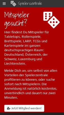 Vorschau der mobilen Webseite www.spielerzentrale.de, Spielerzentrale.de