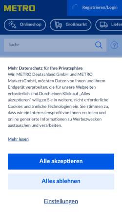 Vorschau der mobilen Webseite www.metro24.de, Metro Cash & Carry Deutschland GmbH & Co. KG