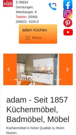 Vorschau der mobilen Webseite adam-kuechen.de, adam Möbel GmbH