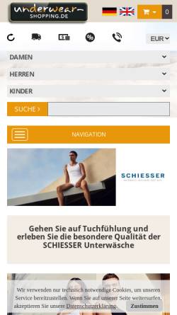 Vorschau der mobilen Webseite www.underwear-shopping.de, Underwear-Shopping.de, Guido Bernhardt