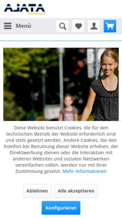 Vorschau der mobilen Webseite www.ajata.de, Ajata Einradversand, Eichholz Sarholz GbR