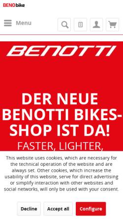 Vorschau der mobilen Webseite www.beno-bikes.com, BENObikes Fahrradhandel, Bernd Nolte