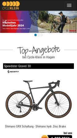 Vorschau der mobilen Webseite www.cycleklein.de, Cycle Klein, Zweiradcenter Klein GmbH
