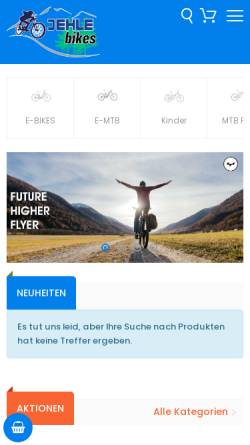 Vorschau der mobilen Webseite jehlebikes.de, Jehle-Markt GmbH