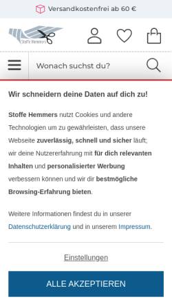 Vorschau der mobilen Webseite www.stoffe-hemmers.de, Stoffe Hemmers