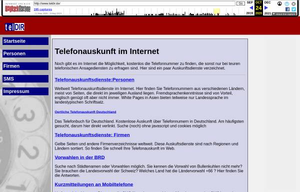 Vorschau von www.teldir.de, Auskunftsdienste im Web