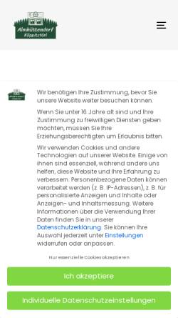 Vorschau der mobilen Webseite huettenerlebnis.at, Almhüttendorf Klippitztörl