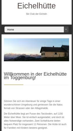 Vorschau der mobilen Webseite www.eichelhuette.ch, Eichelhütte Toggenburg Schweiz