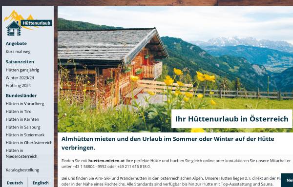 Vorschau von www.huetten-mieten.at, Huetten mieten in den Alpen