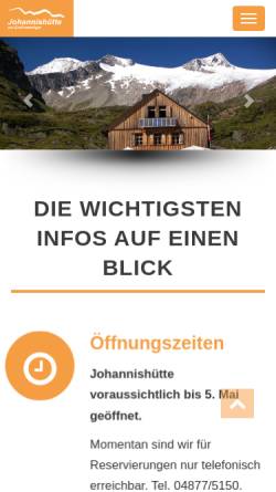 Vorschau der mobilen Webseite www.johannis-huette.at, Johannishütte