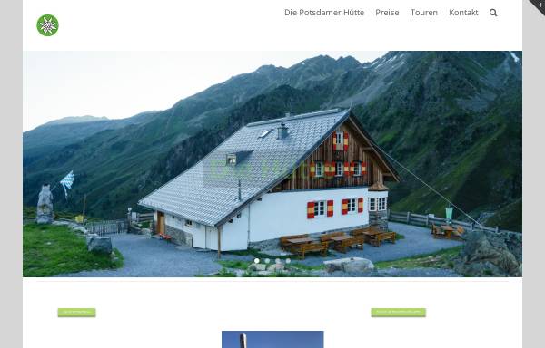 Website der Potsdamer Hütte in den Stubaier Alpen