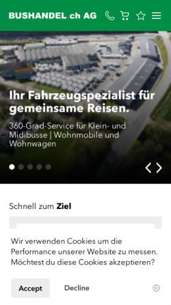 Vorschau der mobilen Webseite www.bushandel.ch, Bushandel.ch GmbH