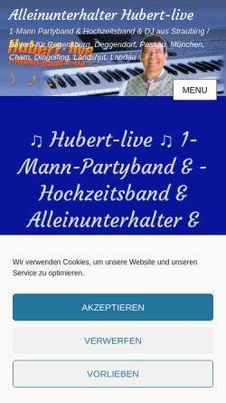 Vorschau der mobilen Webseite www.hubert-live.de, Hubert-live