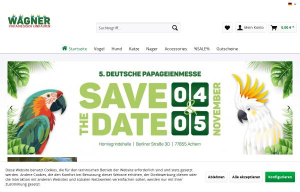 Vorschau von www.parrotshop.de, Wagners Papageien-Paradies, Erika Schneider, Michael Wagner