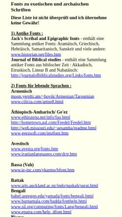 Vorschau der mobilen Webseite www.schriften-lernen.de, Fonts zu exotischen und archaischen Schriften