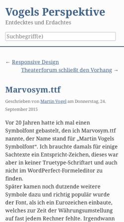 Vorschau der mobilen Webseite www.marvosym.de, Symbolfont Marvosym