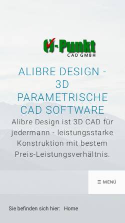 Vorschau der mobilen Webseite alibre.info, Alibre Design, O-Punkt CAD GmbH