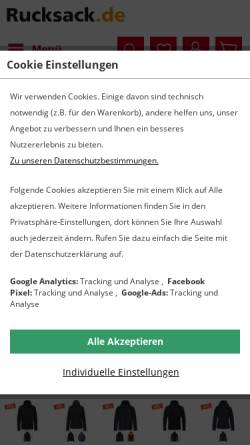 Vorschau der mobilen Webseite www.rucksack.de, Gudenkauf GmbH