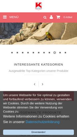 Vorschau der mobilen Webseite klettershop.de, Outdoor-Consulting GmbH