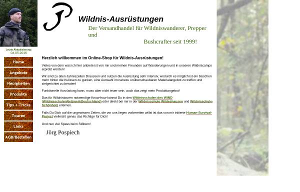Vorschau von www.wildnis-ausruestungen.de, Wildnis-Ausrüstungen - Jörg Pospiech