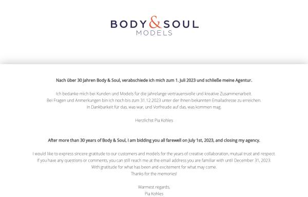 Vorschau von www.bodyandsoul-models.de, Body & Soul Models