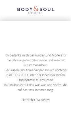 Vorschau der mobilen Webseite www.bodyandsoul-models.de, Body & Soul Models