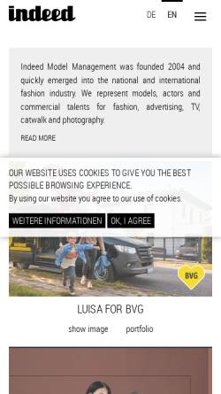 Vorschau der mobilen Webseite www.indeedmodels.com, Indeed Model Management