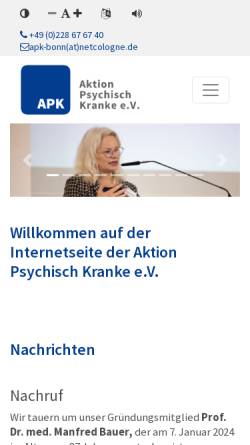 Vorschau der mobilen Webseite www.apk-ev.de, Aktion Psychisch Kranke e.V.