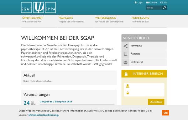 Vorschau von www.sgap-sppa.ch, Schweizerische Gesellschaft für Alterspsychiatrie und Alterspsychotherapie