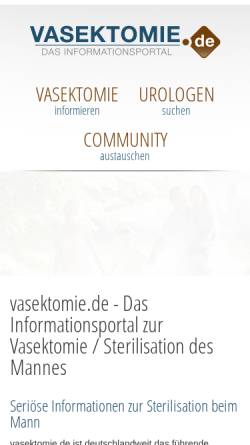 Vorschau der mobilen Webseite www.vasektomie.de, Vasektomie Informations-Seiten