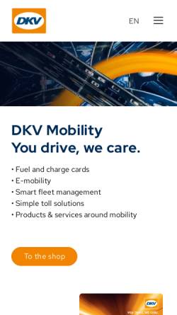 Vorschau der mobilen Webseite www.dkv-euroservice.com, DKV Euro Service GmbH + Co. KG