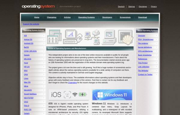 Vorschau von www.operating-system.org, Operating Systems Documentation Project